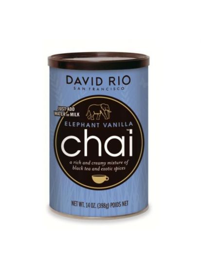 David Rio Elephant Vanilla Chai - dóza 398 g + Modrý "sloní" hrneček - 2